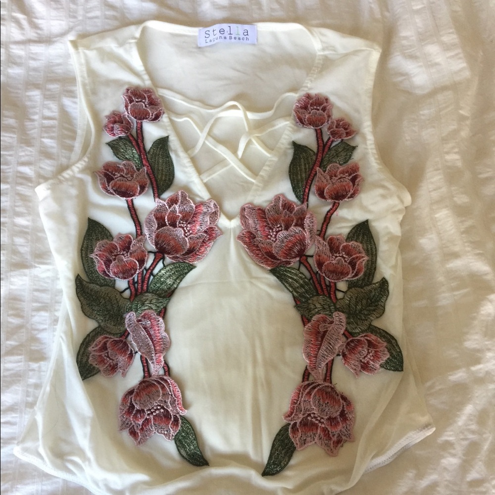 Embedded Floral Mesh Bodysuit Laceup